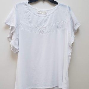 French Laundry White Eyelet Tee size XXL